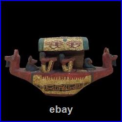 Big Rare Ancient Egyptian Antique After Life Inside Tomb Wooden Pharaonic Boat