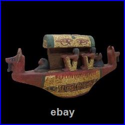 Big Rare Ancient Egyptian Antique After Life Inside Tomb Wooden Pharaonic Boat