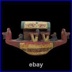 Big Rare Ancient Egyptian Antique After Life Inside Tomb Wooden Pharaonic Boat