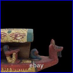 Big Rare Ancient Egyptian Antique After Life Inside Tomb Wooden Pharaonic Boat