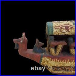 Big Rare Ancient Egyptian Antique After Life Inside Tomb Wooden Pharaonic Boat