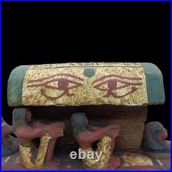 Big Rare Ancient Egyptian Antique After Life Inside Tomb Wooden Pharaonic Boat