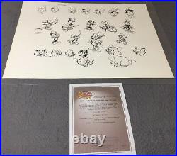 Big Rare Disney Auctions Disneyland Hotel Pinocchio Model Sheet Lithograph W COA