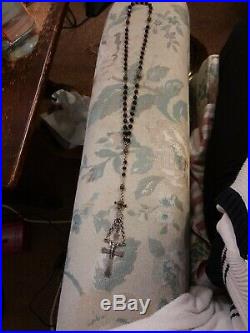 Big Rare Early 1800s Antique German Bavarian Sterling 800 Silver Garnet Rosary