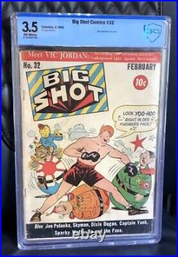 Big Shot Comics #32 CBCS 3.5 (not CGC 1943) RARE WWII Cover Hitler Tojo More HTF