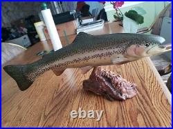 Big Sky Carvers Rare 16.5 Hand Carved Wooden Rainbow Trout Excellent Condition