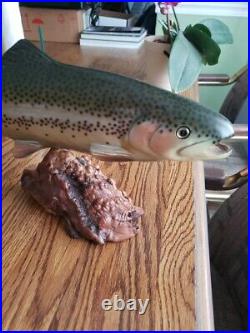 Big Sky Carvers Rare 16.5 Hand Carved Wooden Rainbow Trout Excellent Condition