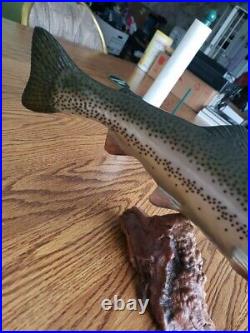 Big Sky Carvers Rare 16.5 Hand Carved Wooden Rainbow Trout Excellent Condition