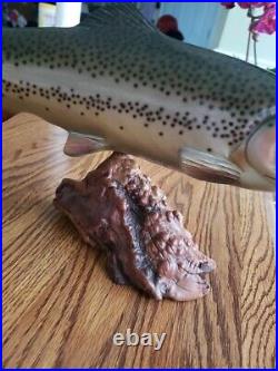 Big Sky Carvers Rare 16.5 Hand Carved Wooden Rainbow Trout Excellent Condition