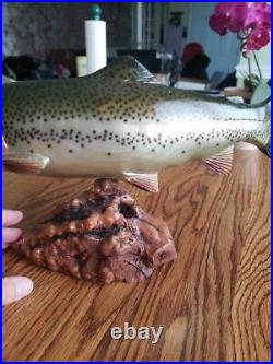 Big Sky Carvers Rare 16.5 Hand Carved Wooden Rainbow Trout Excellent Condition