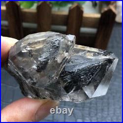 Big TOP Natural Rare Clear Herkimer Diamond graphite Crystal+yellow mud specimen