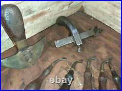 Big lot antique GOMPH C. S. OSBORNE leather working tools rosewood handles. Rare