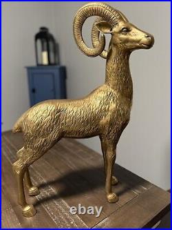 Brass Big Horned Ram 1970s RARE Antique