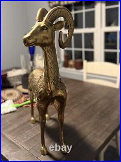 Brass Big Horned Ram 1970s RARE Antique