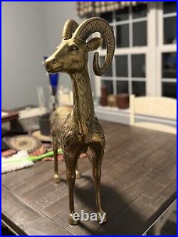 Brass Big Horned Ram 1970s RARE Antique