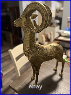 Brass Big Horned Ram 1970s RARE Antique