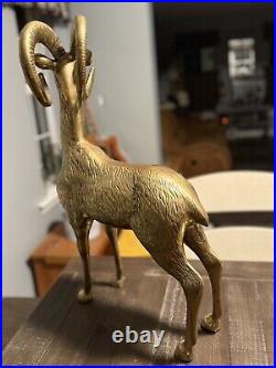 Brass Big Horned Ram 1970s RARE Antique