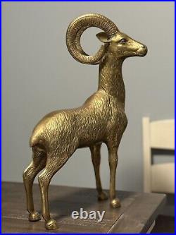 Brass Big Horned Ram 1970s RARE Antique