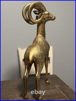 Brass Big Horned Ram 1970s RARE Antique