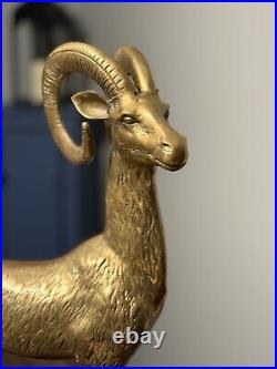 Brass Big Horned Ram 1970s RARE Antique