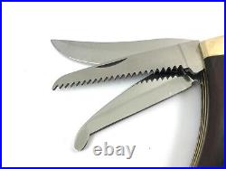 Browning Big Game Lockback Knife 3 Blade Wood JAPAN 3318F3 Rare 7619-PX