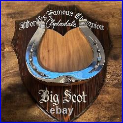 Budweiser World Famous Champion Metal Clydesdale Big Scot Horseshoe Plaque RARE