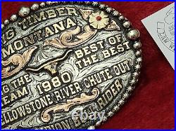 Champion Bull Rider Pro Rodeo Trophy Buckle? Big Timber Montana? 1980? Rare? 112