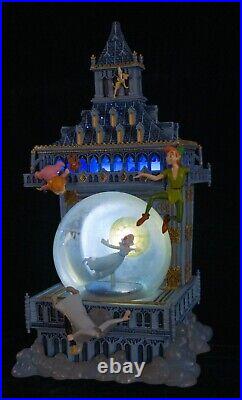 DAMAGED Disney Peter Pan Big Ben Clock Tower LED Snow Globe Rare DAMAGED