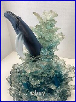 Dakin Wyland BIG BREACH WATERFALL Fountain Blue Whale 2 PC Sculpture RARE HTF