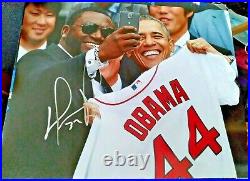 David Ortiz Big Papi Signed Autographed 16x20 Photo With Barack Obama Rare Proof