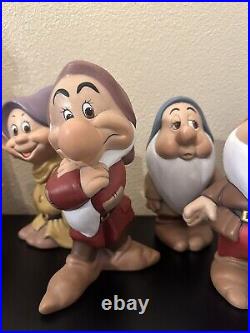 Disney Set of 8 Snow White and Seven Dwarfs Big Vintage Figurine Set RARE