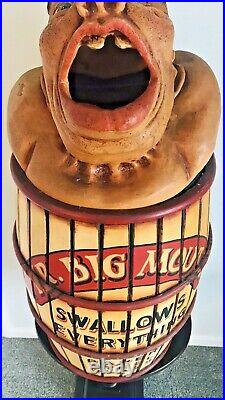 EXTREMELY RARE VINTAGE AMUSEMENT PARK CARNIVAL MR BIG MOUTH TRASH CAN 1940s-50's