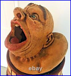 EXTREMELY RARE VINTAGE AMUSEMENT PARK CARNIVAL MR BIG MOUTH TRASH CAN 1940s-50's