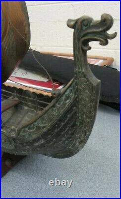 Edward Aagaard. Rare BIG Vintage Bronze Viking Dragon ship IRON ART Copenhagen
