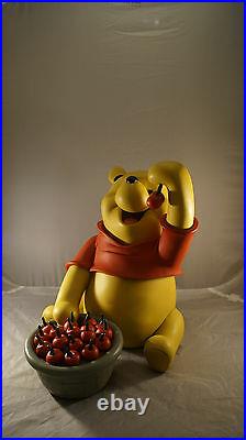 Extremely Rare! Disney Winnie the Pooh Eating Cherries Big Figurine Statue