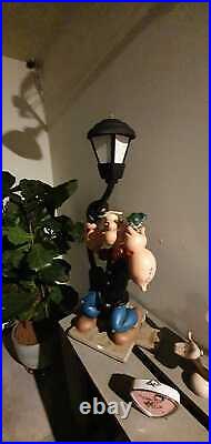 Extremely Rare! Popeye Fighting Streetlamp Big Figurine Lamp Statue
