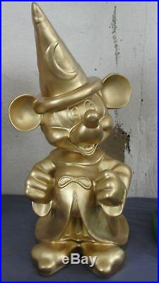 Extremely Rare! Walt Disney Mickey Mouse Fantasia in Gold Color Big Fig Statue