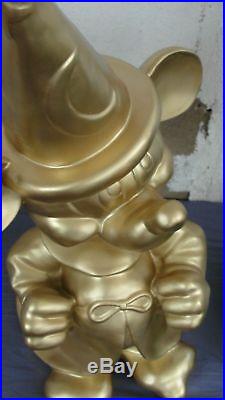 Extremely Rare! Walt Disney Mickey Mouse Fantasia in Gold Color Big Fig Statue