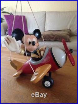 Extremely Rare! Walt Disney Mickey Mouse in Airplane Big Statue Marked