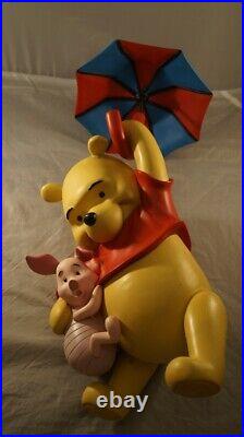 Extremely Rare! Walt Disney Winnie the Pooh on Umbrella Big Figurine Statue