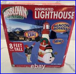 Gemmy Christmas Lighthouse Inflatable Airblown Snowman Rotating Beacon Rare