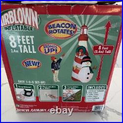 Gemmy Christmas Lighthouse Inflatable Airblown Snowman Rotating Beacon Rare