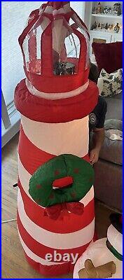 Gemmy Christmas Lighthouse Inflatable Airblown Snowman Rotating Beacon Rare