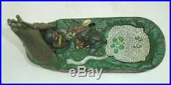 Genuine CHIEF BIG MOON cast iron MECHANICAL BANK rare Multi-color Org&STRONG