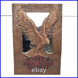 Harley Davidson Eagle Big Sign Wall Plaque Mirror Rare VTG 24 x 16 USA Made