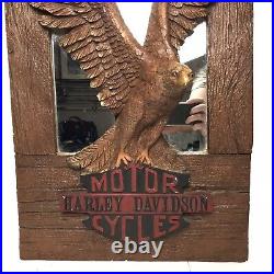 Harley Davidson Eagle Big Sign Wall Plaque Mirror Rare VTG 24 x 16 USA Made