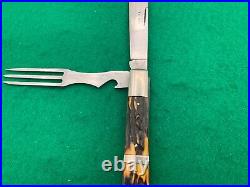 KABAR STAG UNION CUT CO PAT 1907 super RARE BIG HOBO knife 2 PC KNIFE FORK