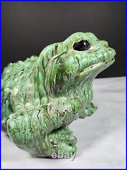 Large Arnels Ceramic Frog Toad Vintage Garden Figurine Dripware Melt Paint