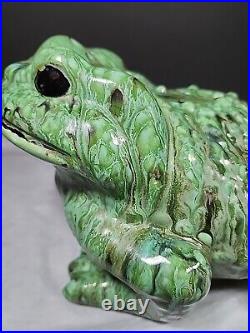 Large Arnels Ceramic Frog Toad Vintage Garden Figurine Dripware Melt Paint