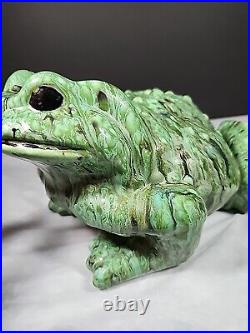 Large Arnels Ceramic Frog Toad Vintage Garden Figurine Dripware Melt Paint